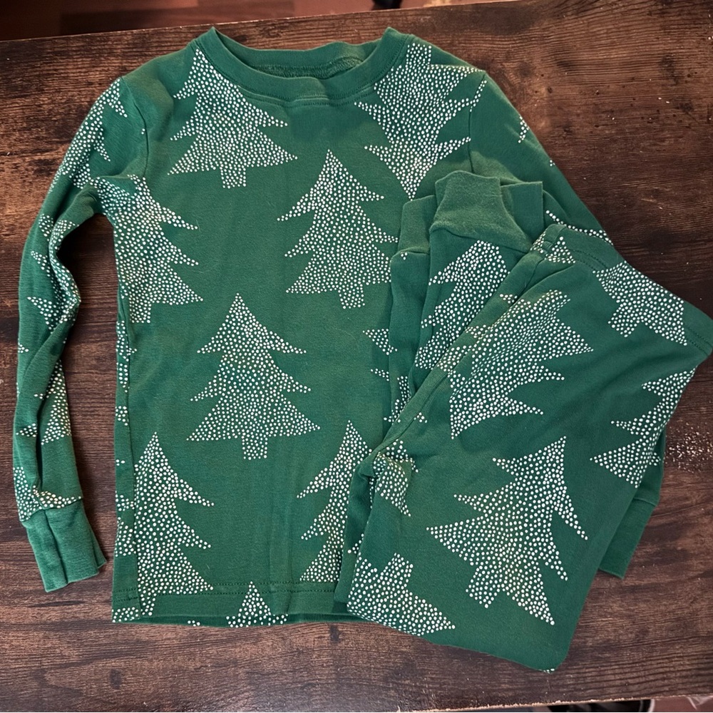 Carter's Green Pajama Set with White Tree Pattern